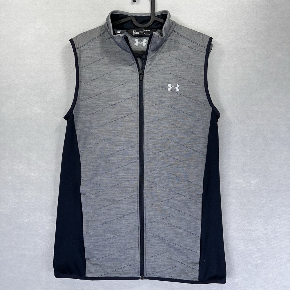 Under Armour Men's Cold Gear Full Zip Vest Gray Quilted Athletic Small Golf Gray